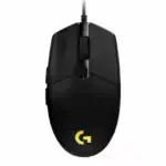 Vue latérale de la Logitech G102 montrant sa forme ergonomique