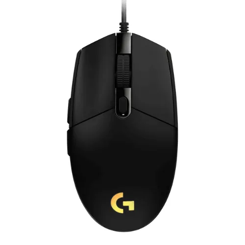 Vue latérale de la Logitech G102 montrant sa forme ergonomique