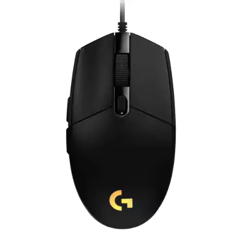 Vue latérale de la Logitech G102 montrant sa forme ergonomique