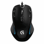 Souris Logitech G300s vue de face avec éclairage RGB