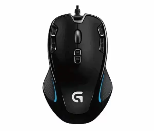 Souris Logitech G300s vue de face avec éclairage RGB