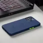 Pochette iPhone 14 Pro Max bleu nuit vue de face