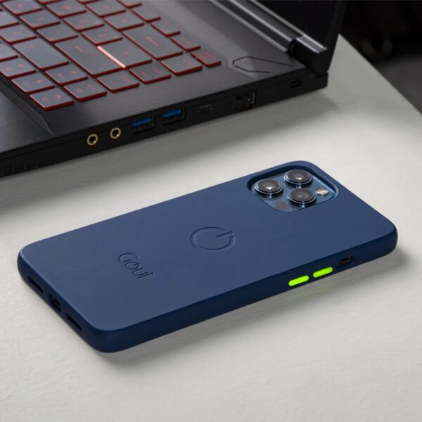 Pochette iPhone 14 Pro Max bleu nuit vue de face