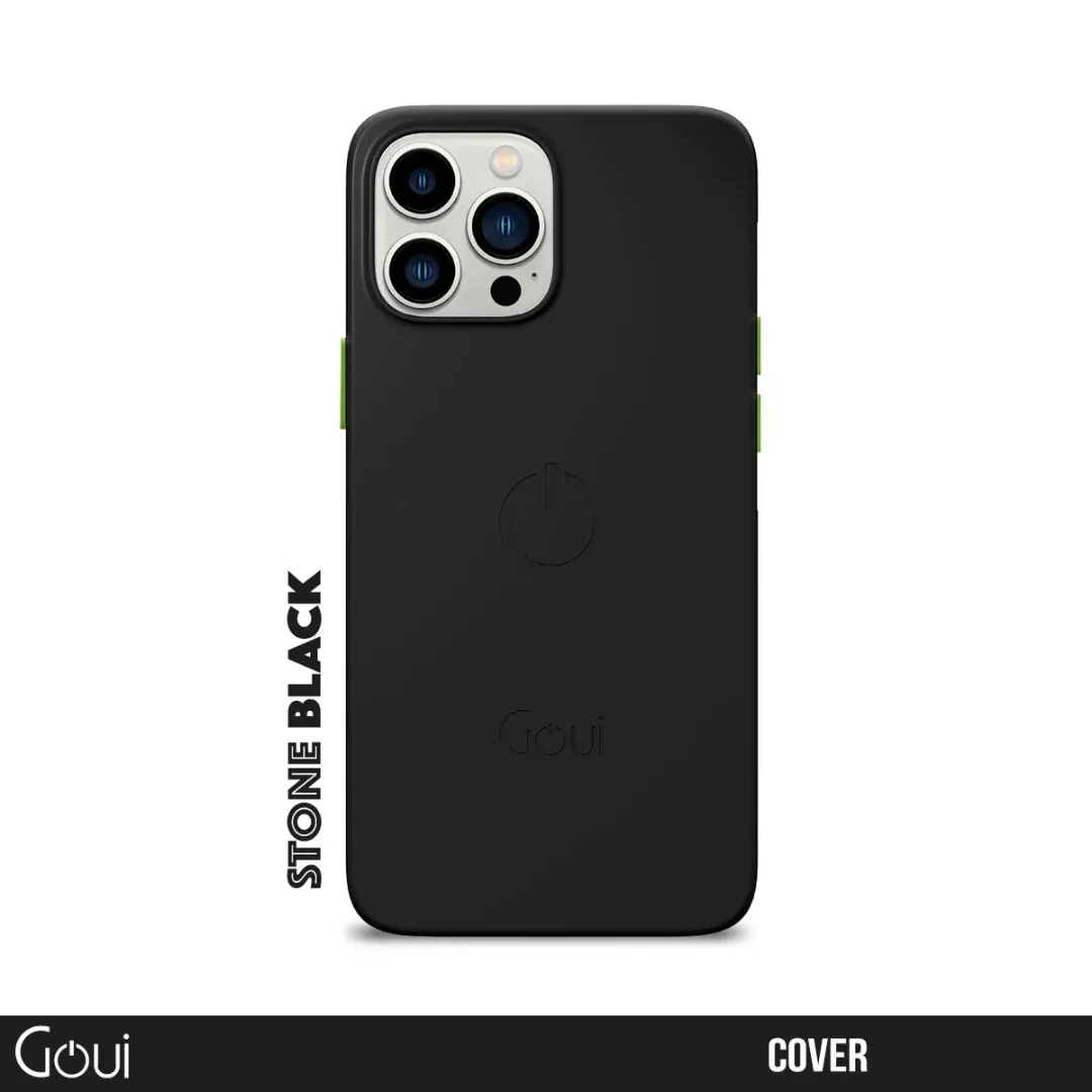 Pochette iPhone 15 Pro Black Stone GOUI Pochette iPhone 15 Pro vue de face – Design Black Stone