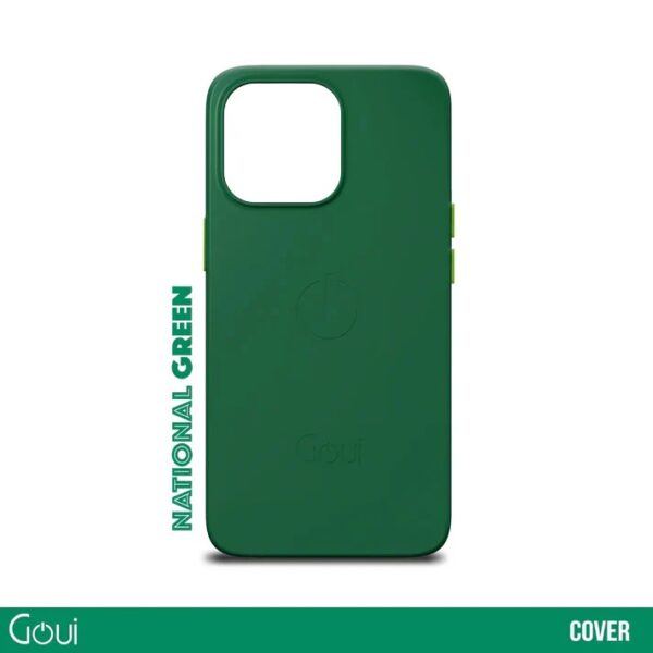 Pochette iPhone 15 Pro Max verte avec accessoires MagSafe