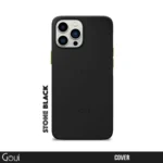 Pochette iPhone 15 Pro en pierre noire avec fixation magnétique MagSafe