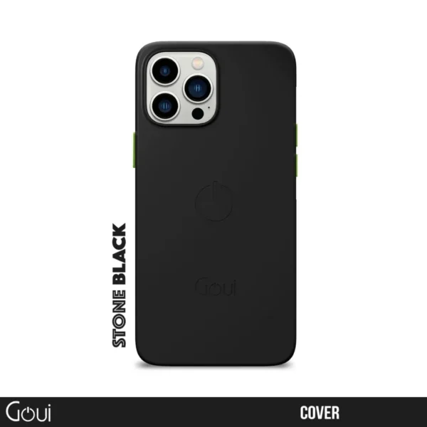 Pochette iPhone 15 Pro en pierre noire avec fixation magnétique MagSafe
