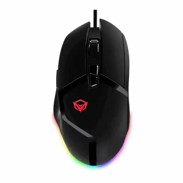 Souris gamer Meetion G3325 noire avec éclairage RGB allumé