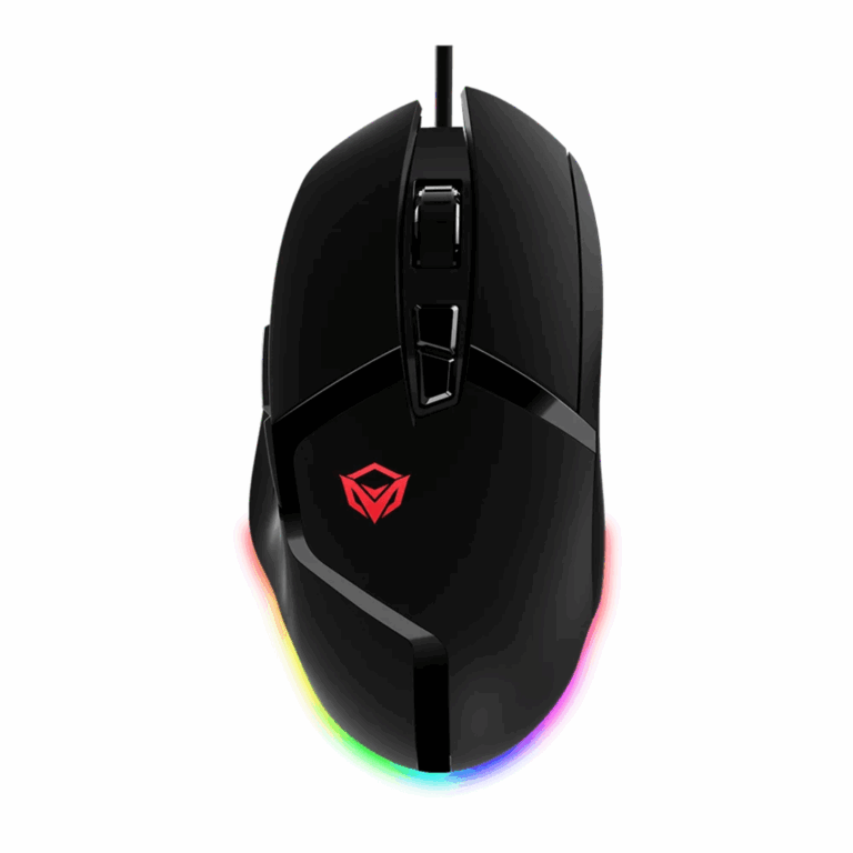 Souris gamer Meetion G3325 noire avec éclairage RGB allumé