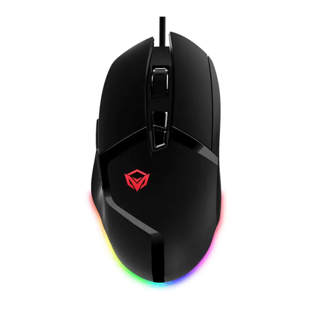Souris gamer Meetion G3325 noire avec éclairage RGB allumé