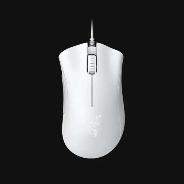 Razer DeathAdder Essential souris gamer blanche vue de côté