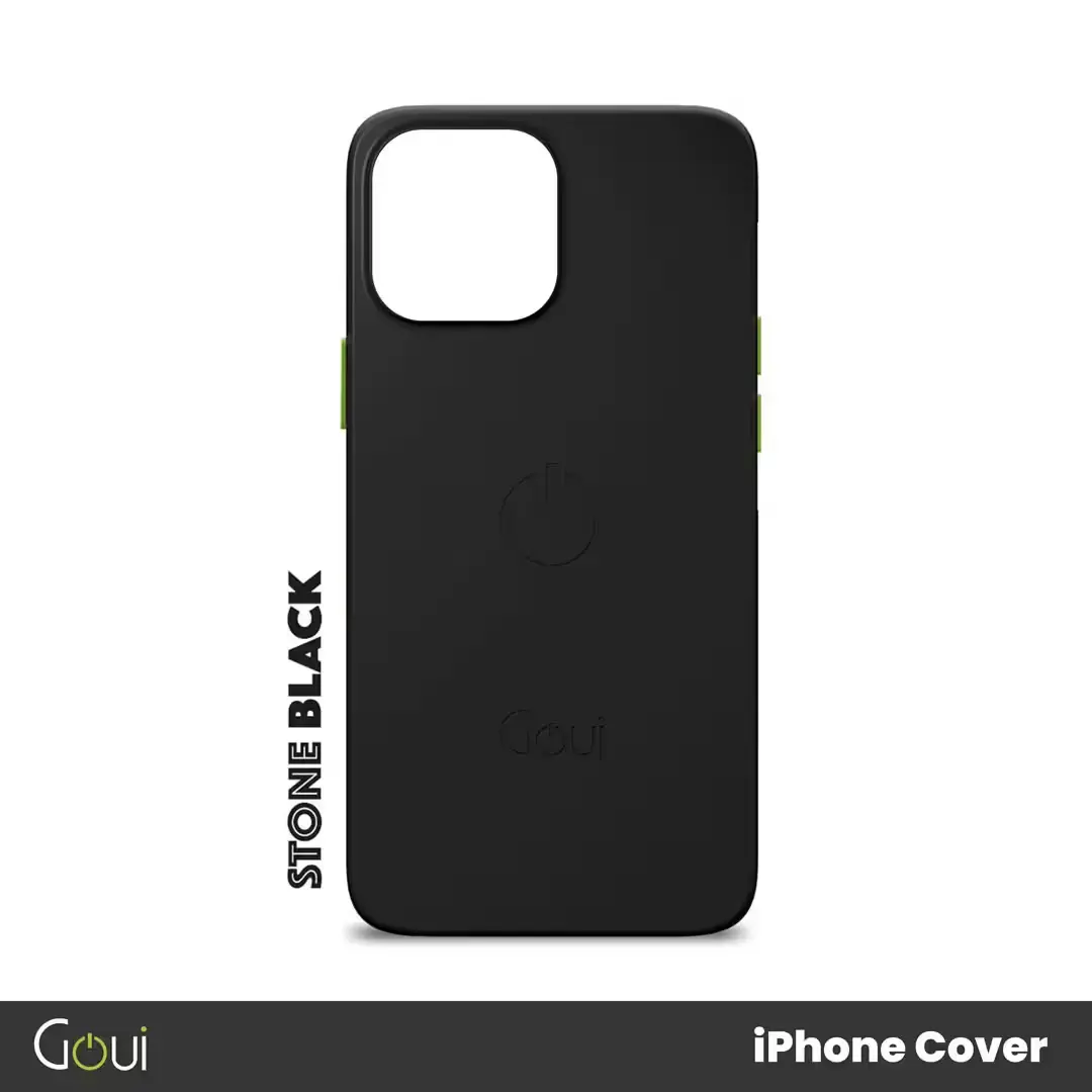 Pochette Goui iPhone 15 vue de face – Black Stone