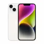 iPhone 14 vu de face avec écran allumé