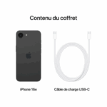 iPhone 16 vue de face avec écran allumé