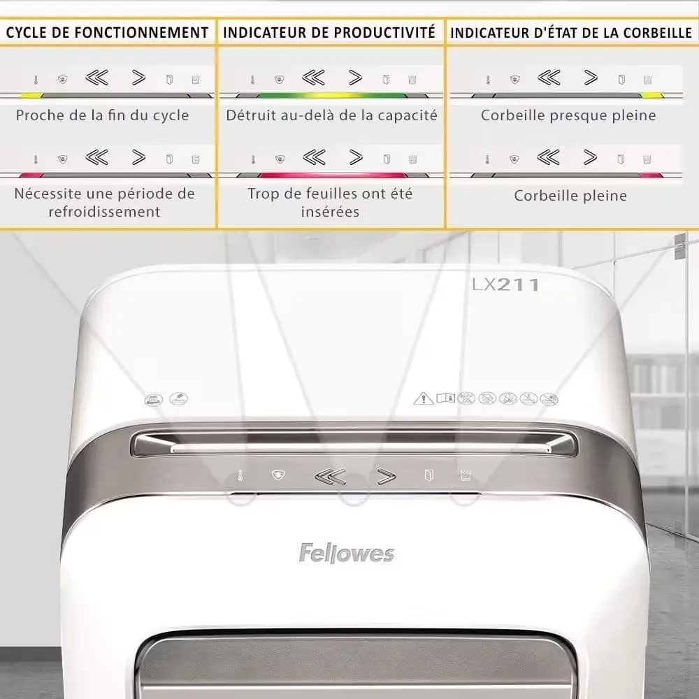 Destructeur Fellowes LX211 vue frontale