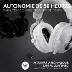 Casque Logitech G Pro X 2 Lightspeed blanc en vue latérale