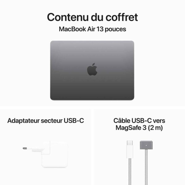 MacBook Air M3 13 pouces ouvert affichant l’écran Liquid Retina