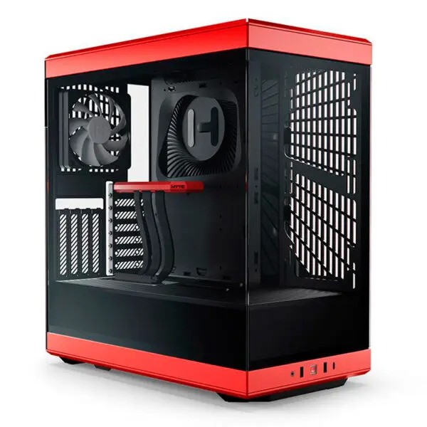 Boîtier Hyte Y40 Rouge – Aluminium et Verre (7) Boîtier Hyte Y40 Rouge vue arrière