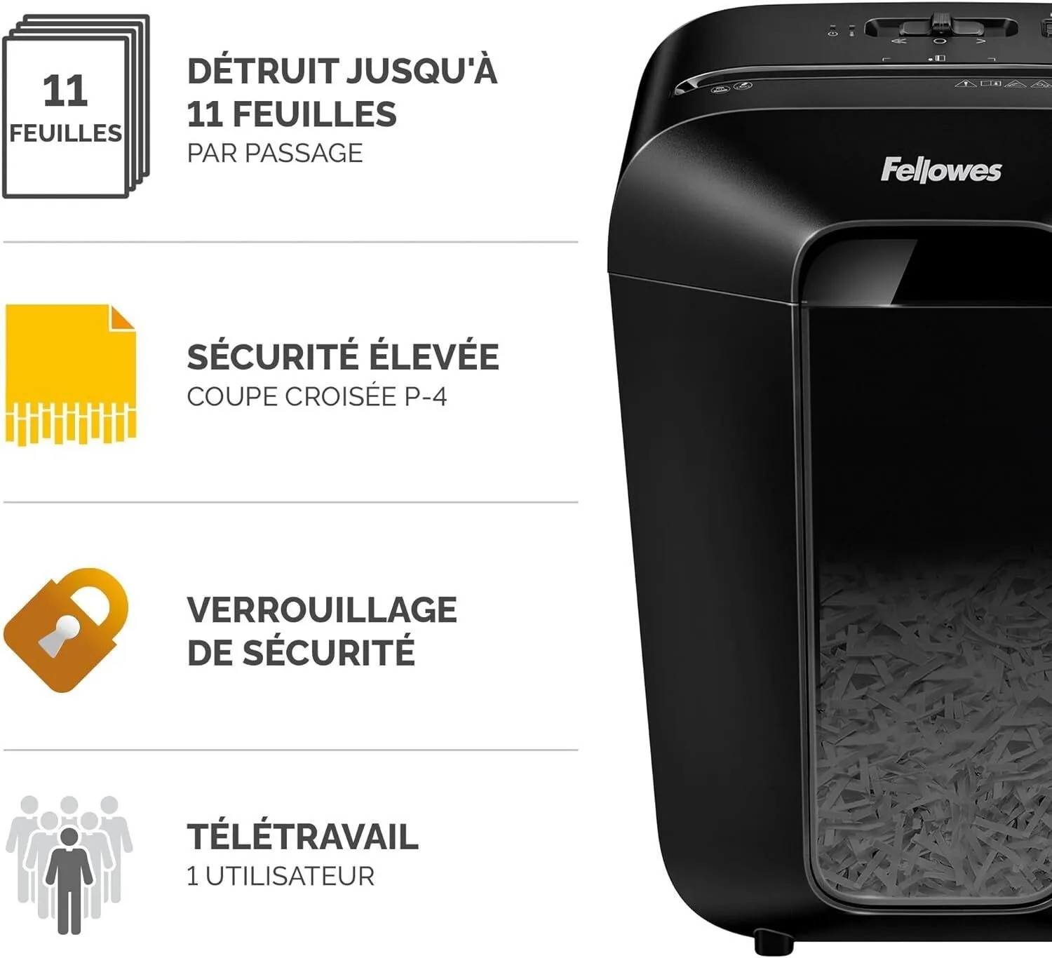 Destructeur Fellowes LX70 11 Feuilles 18L – Image 2