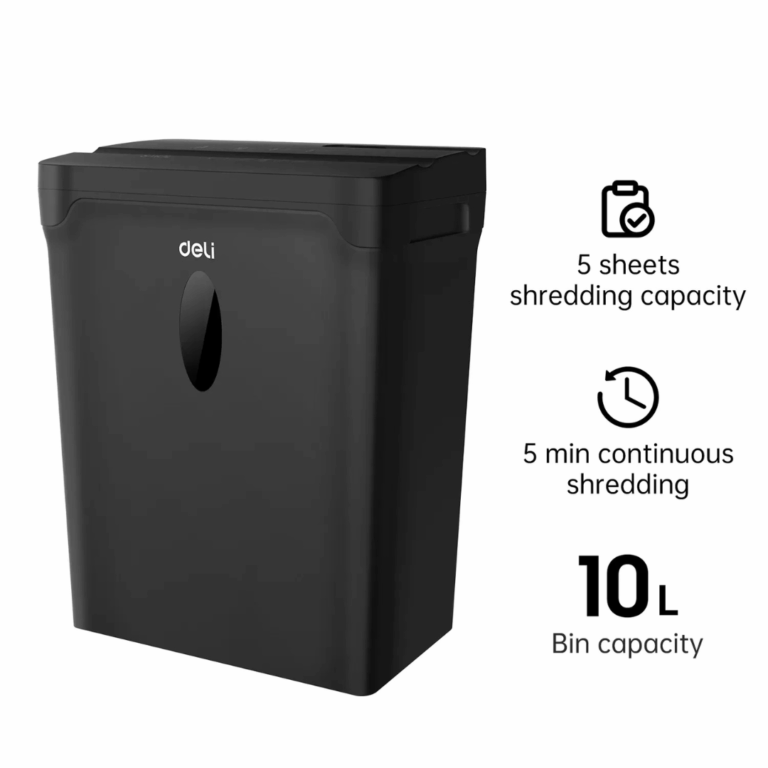 Destructeur de papier Deli-ET015 Compact Noir