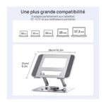 support pc portable aluminium ergonomique rotation 360