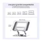 support pc portable aluminium ergonomique rotation 360