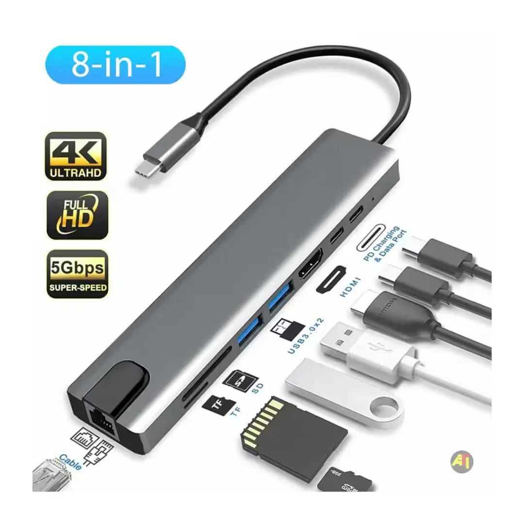 airplus hub usb c 8 en 1 hdmi 4k rj45