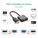 adaptateur vidéo displayport mâle vers vga femelle