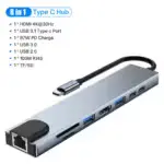 adaptateur usb type c 8 en 1 hdmi 4k pd