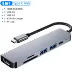 adaptateur usb type c 6 en 1 hdmi 4k pd