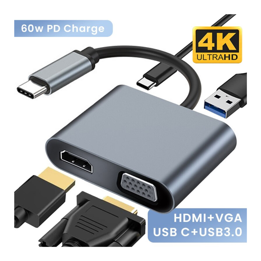 adaptateur 4 en 1 usb type c vers hdmi 4k