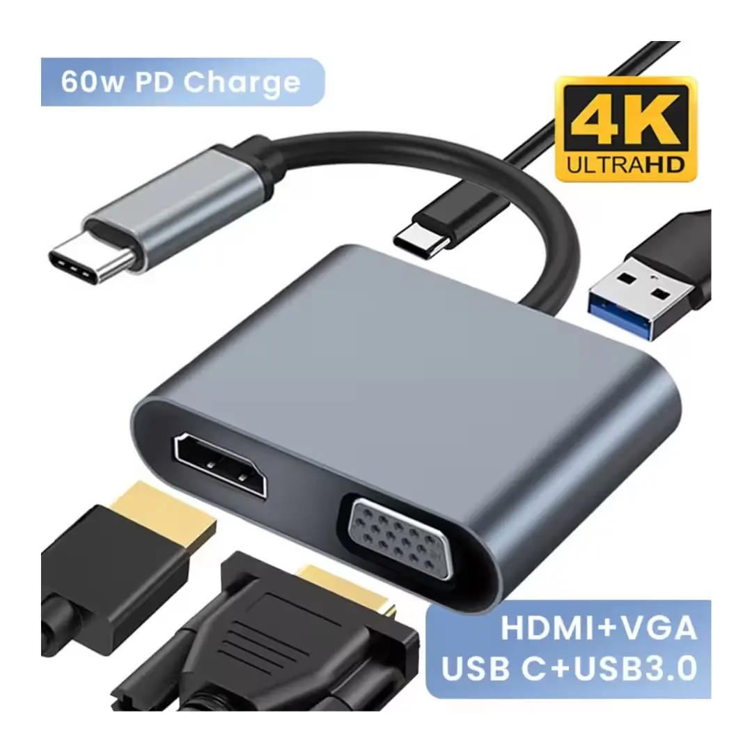 adaptateur 4 en 1 usb type c vers hdmi 4k