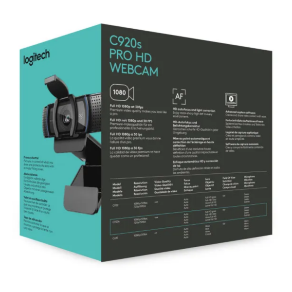 webcam logitech c920s pro hd qualite image nette bureau