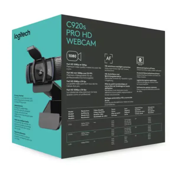 webcam logitech c920s pro hd qualite image nette bureau